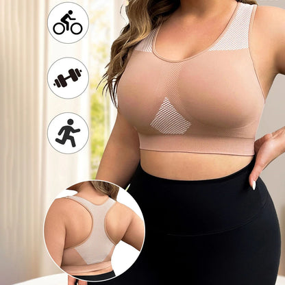 Plus Size Seamless Sports Yoga Bra with Racerback Design