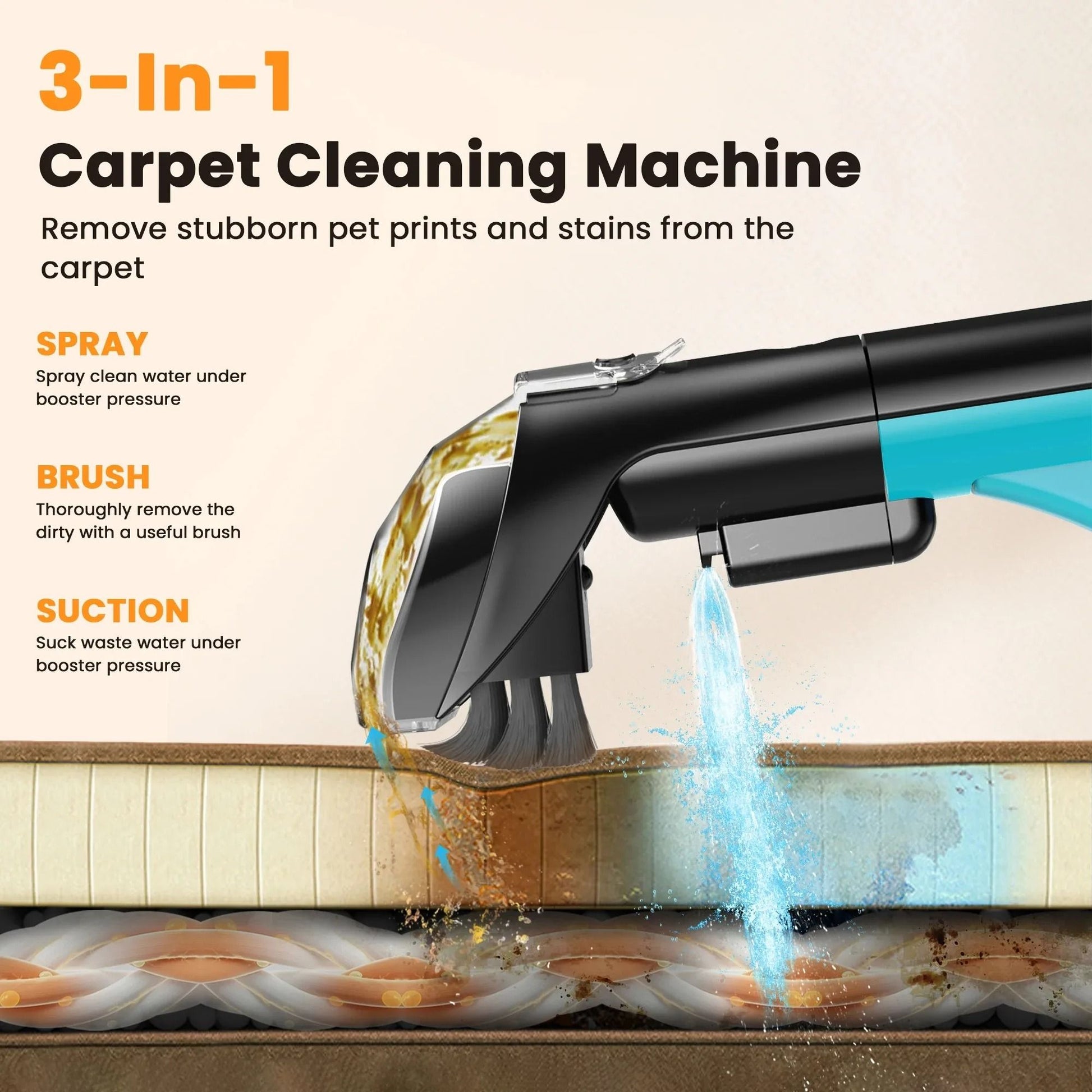 Portable Carpet Cleaner Machine With Powerful Suction 2