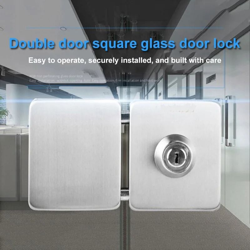 No-Drill Double-Sided Glass Door Lock Stainless Steel 10-12mm