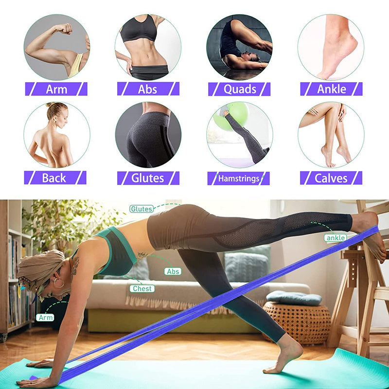TPE Resistance Bands Set 4 Levels Elastic Band Fitness Workout Recovery Yoga Pilates Strength Train