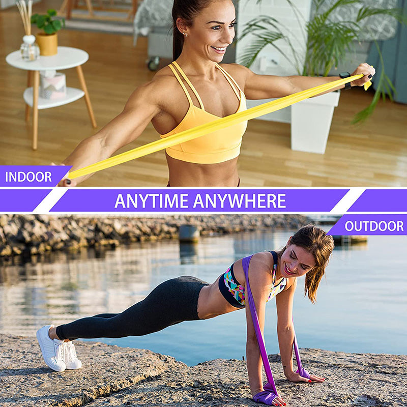 TPE Resistance Bands Set 4 Levels Elastic Band Fitness Workout Recovery Yoga Pilates Strength Train