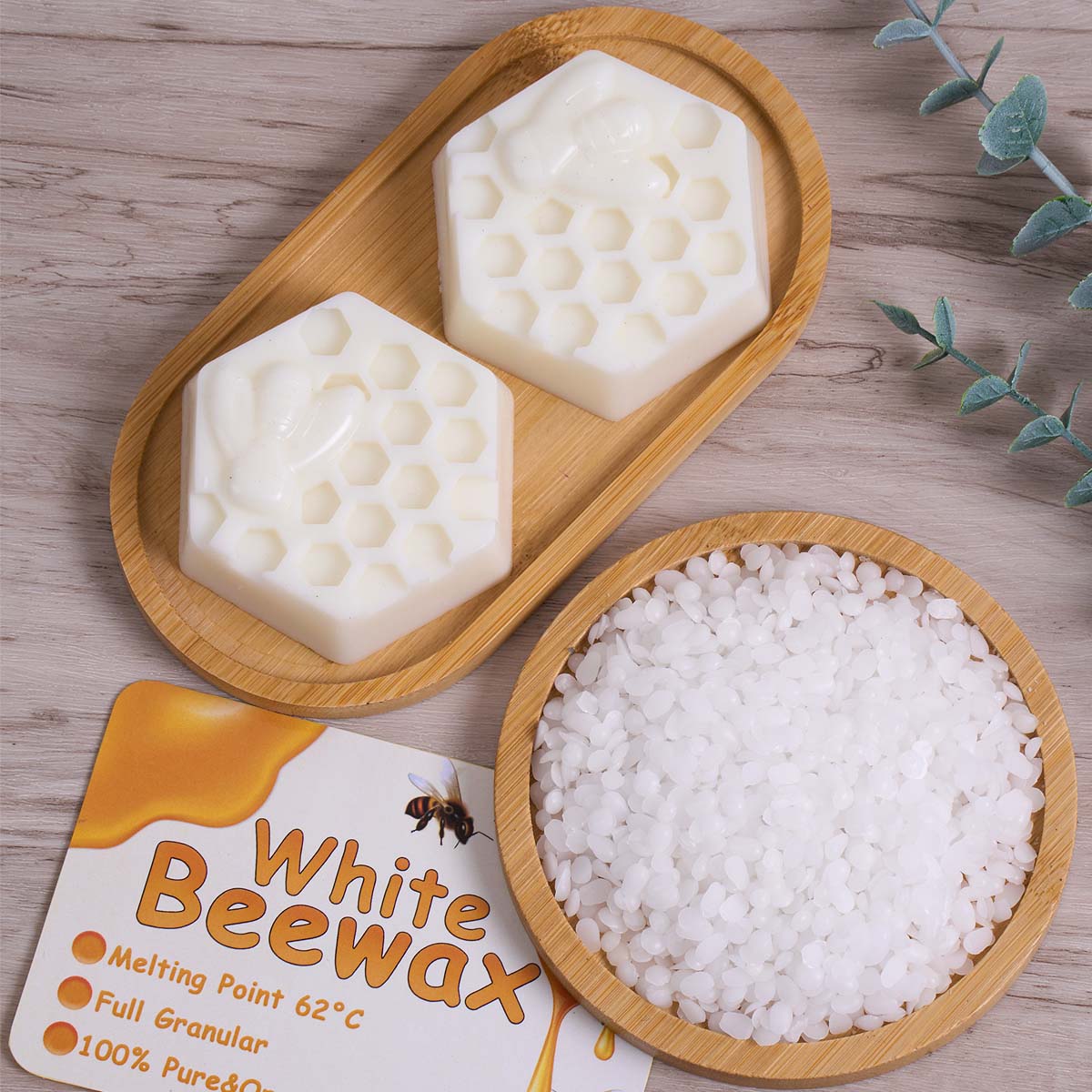 1LB Natural White Beeswax Granules, Pure Candle Making Supplies for DIY Scented Candles, Smokeless Wicks, Handmade Gift