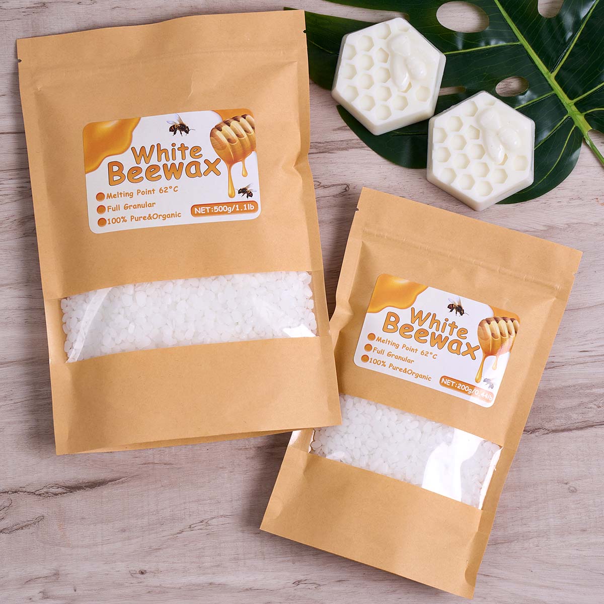 1LB Natural White Beeswax Granules, Pure Candle Making Supplies for DIY Scented Candles, Smokeless Wicks, Handmade Gift