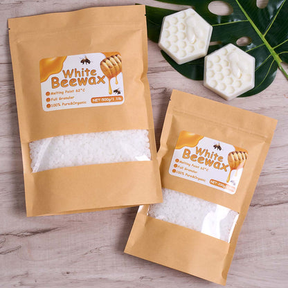 1LB Natural White Beeswax Granules, Pure Candle Making Supplies for DIY Scented Candles, Smokeless Wicks, Handmade Gift