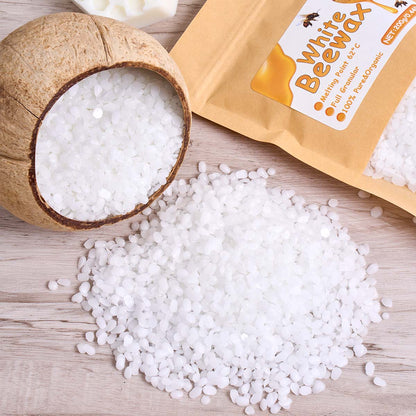 1LB Natural White Beeswax Granules, Pure Candle Making Supplies for DIY Scented Candles, Smokeless Wicks, Handmade Gift