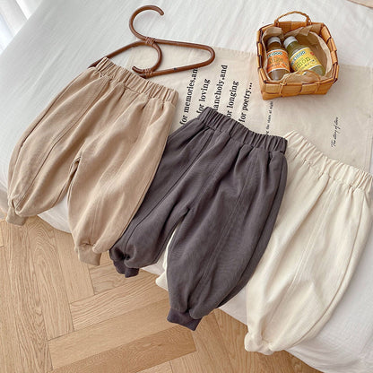 Toddler Boys Girls Jogger Pants, Spring Simple Loose Unisex Solid Trousers, Infant Kids Stretch Sport Pants for Children