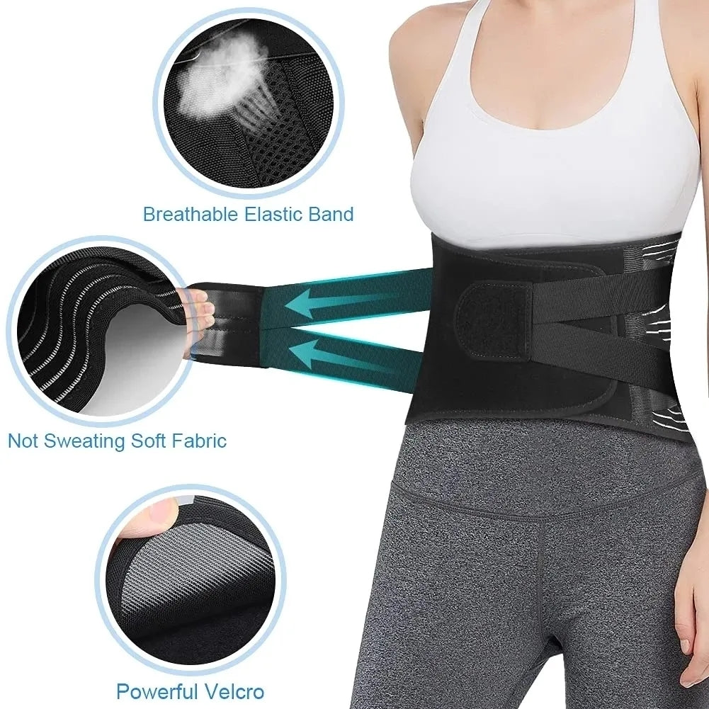 Lower Back Brace, Adjustable Lumbar Support Belt, Waist Trainer, Spine Decompression, Anti-skid, Breathable for Men
