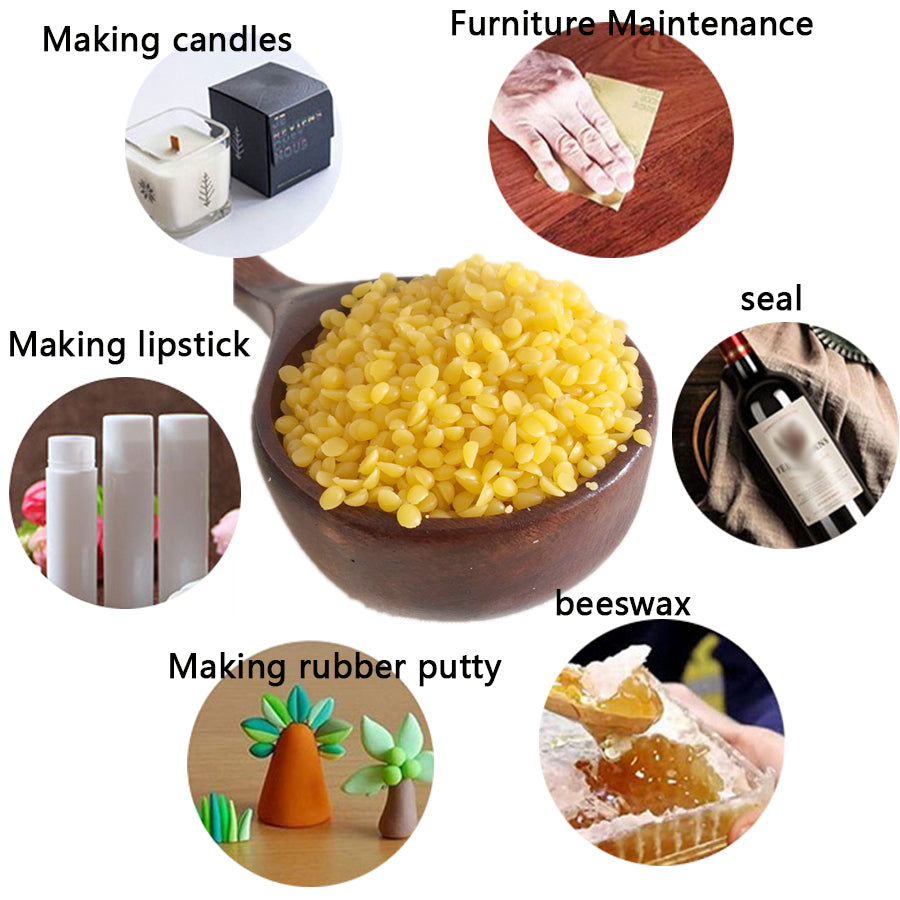 Pure Granular Beeswax, Natural Cosmetic Grade Pellets for DIY Lipstick, Furniture Polish, Wood Finish, Leather Condition