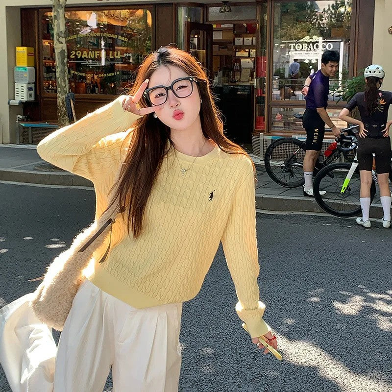 2024 New Style Womens Cable Knit Sweater, Soft And Supple Knitted Top, High End Feel for Autumn Winter