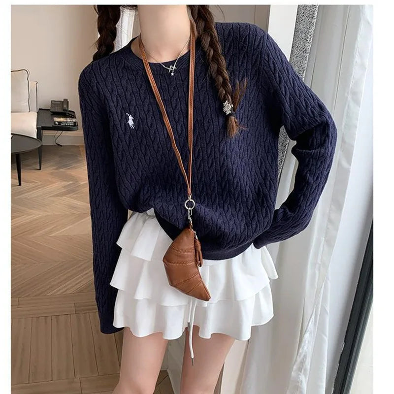 2024 New Style Womens Cable Knit Sweater, Soft And Supple Knitted Top, High End Feel for Autumn Winter