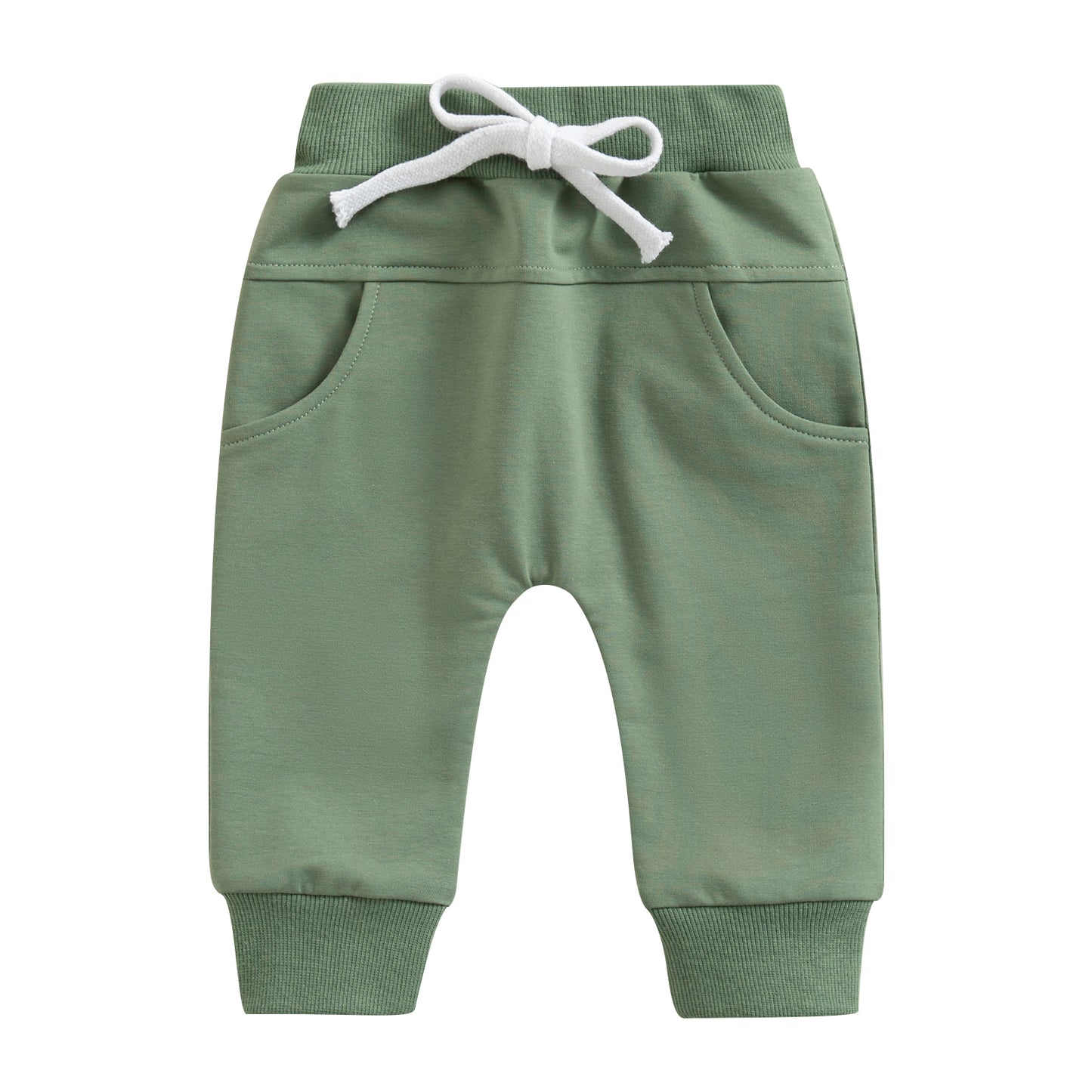 Baby Boys Jogger Trousers, Elastic Waist Sweatpants with Drawstring & Pockets, Solid Casual Pants for Spring