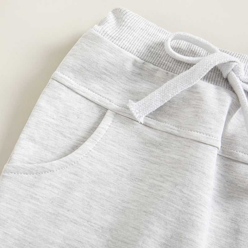 Baby Boys Jogger Trousers, Elastic Waist Sweatpants with Drawstring & Pockets, Solid Casual Pants for Spring