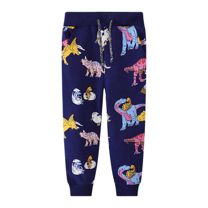 Childrens Sweatpants by Jumping Meters, Dinosaurs Print Boys Girls Pants, Autumn Spring Baby Trousers, Kids Full Pants