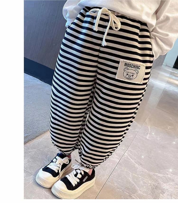 Kids Jogger Pants for Boys & Girls, Solid Color Striped Drawstring Sweatpants, Toddler Casual Fall Winter Thermal