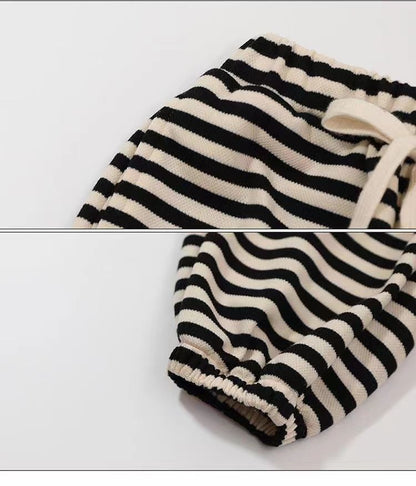Kids Jogger Pants for Boys & Girls, Solid Color Striped Drawstring Sweatpants, Toddler Casual Fall Winter Thermal