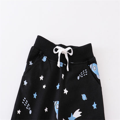 Space Print Jumping Meters Sweatpants For Boys Girls Toddler Kids Drawstring Trousers Baby Autumn S 3