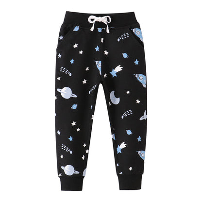 Space Print Jumping Meters Sweatpants For Boys Girls Toddler Kids Drawstring Trousers Baby Autumn S 9