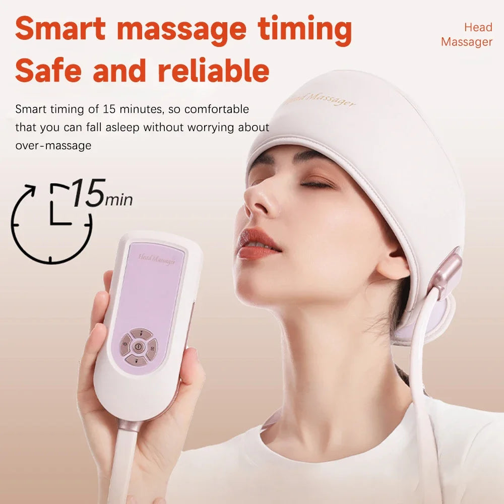6-Zone Head Massage Device, Electric Head Massager with Heat, Air Pressure Eye Massager, Hot Compress, Music Therapy