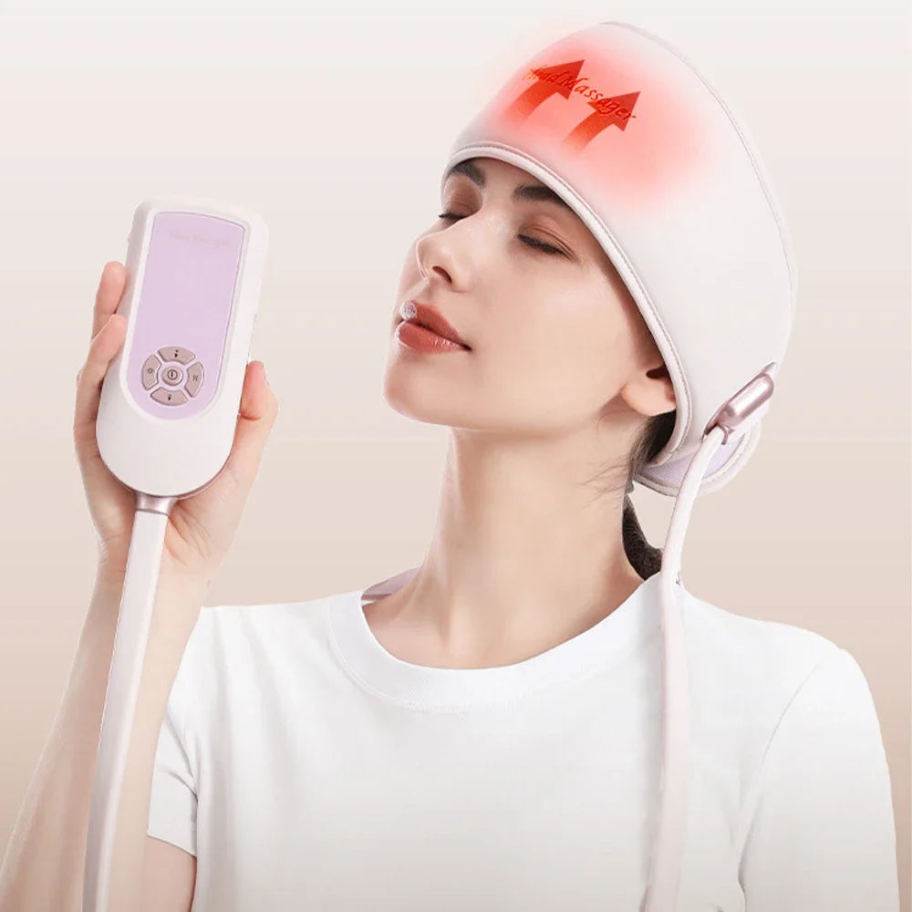 6-Zone Head Massage Device, Electric Head Massager with Heat, Air Pressure Eye Massager, Hot Compress, Music Therapy
