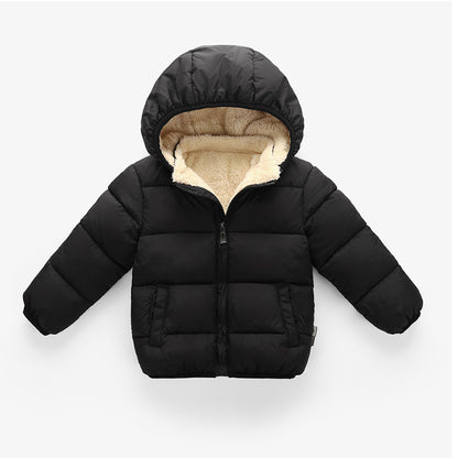 Warm Plush Baby Children Coats Winter Thick Jackets, Fur Hooded Thicken Outerwear for Girls, Kids Clothes Snowsuit