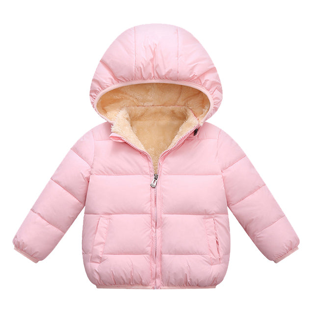 Warm Plush Baby Children Coats Winter Thick Jackets, Fur Hooded Thicken Outerwear for Girls, Kids Clothes Snowsuit