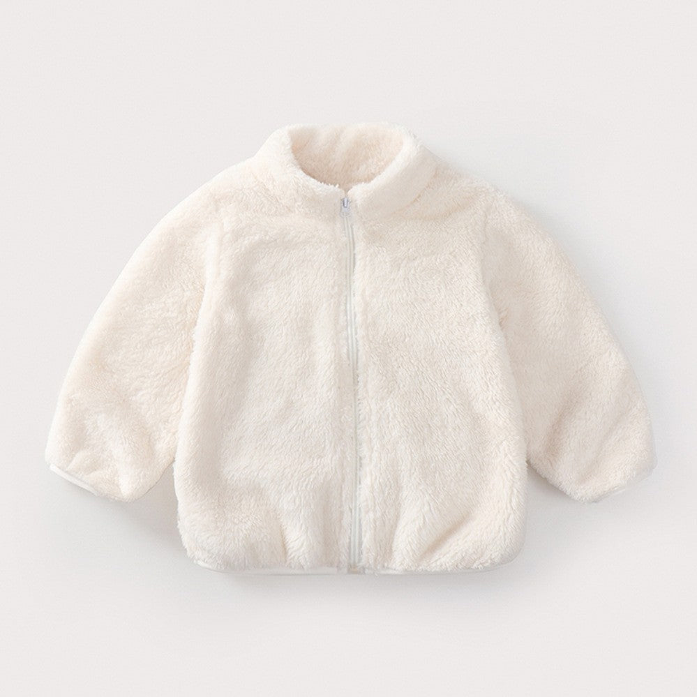 Autumn Winter Warm Baby Girl Boy Plush Coat Solid Color Fashion Toddler Outerwear Kids Casual Jacke 1