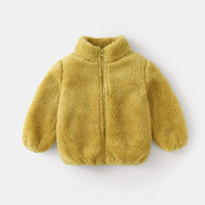 Autumn Winter Warm Baby Girl Boy Plush Coat Solid Color Fashion Toddler Outerwear Kids Casual Jacke 4