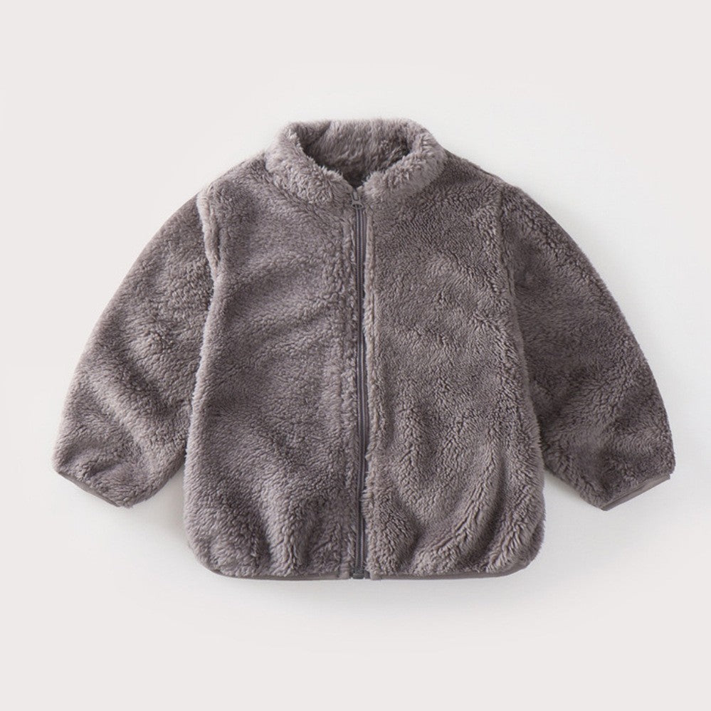 Autumn Winter Warm Baby Girl Boy Plush Coat Solid Color Fashion Toddler Outerwear Kids Casual Jacke 5