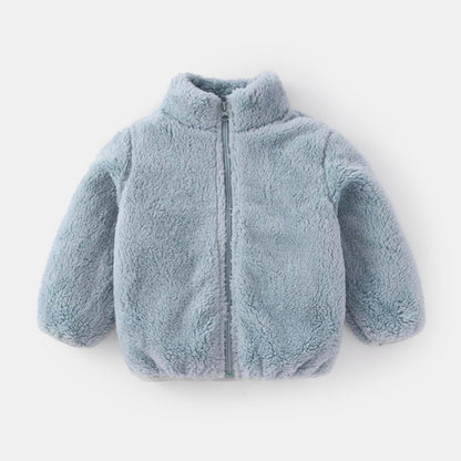 Autumn Winter Warm Baby Girl Boy Plush Coat Solid Color Fashion Toddler Outerwear Kids Casual Jacke 6