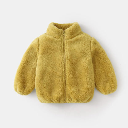 Autumn Winter Warm Baby Girl Boy Plush Coat Solid Color Fashion Toddler Outerwear Kids Casual Jacke 3