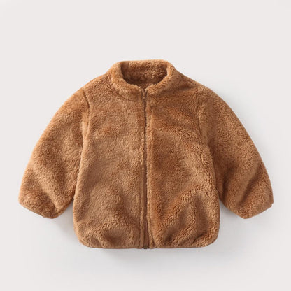 Autumn Winter Warm Baby Girl Boy Plush Coat Solid Color Fashion Toddler Outerwear Kids Casual Jacke 7