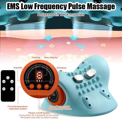 Chiropractic Traction Electric Cervical Massager Neck Stretcher Head Acupoint Massage Pillow Shoulder Body Massager