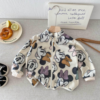 Kids Boy Girl Spring Autumn Outerwear, Thin Printed Mickey Jacket, Fashion Children Casual Tops, Clothing Coats