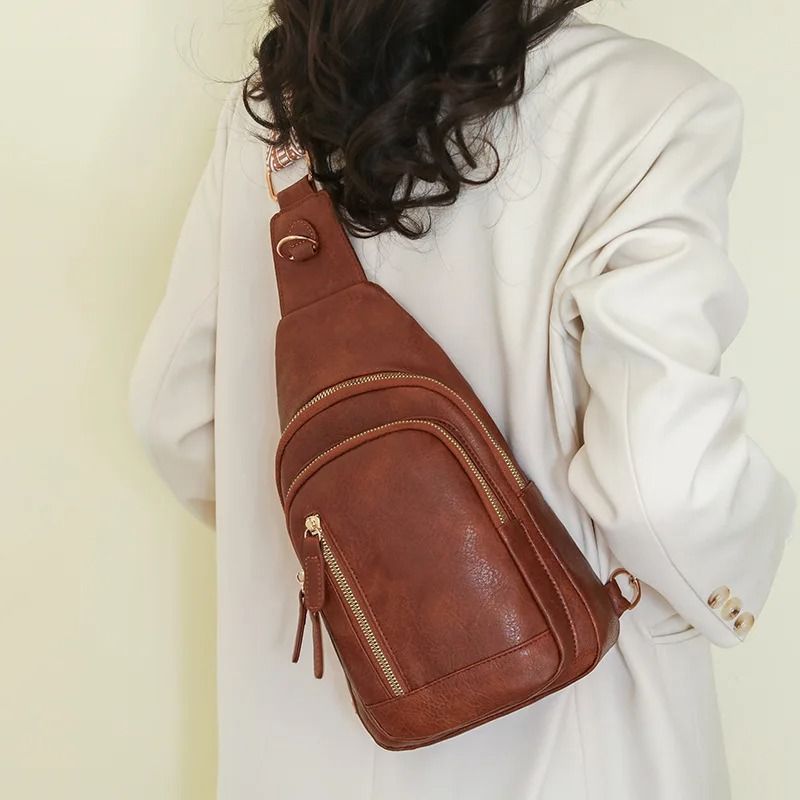 Large Capacity PU Chest Bag For Women Single Shoulder Crossbody 7
