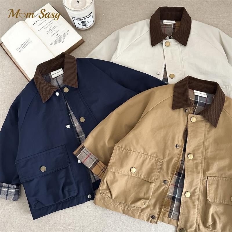 Infant Toddler Child Trench Jacket, Fashion Baby Girl Boy Cargo Patchwork Coat, Spring Autumn Dust Coat Baby Clothes