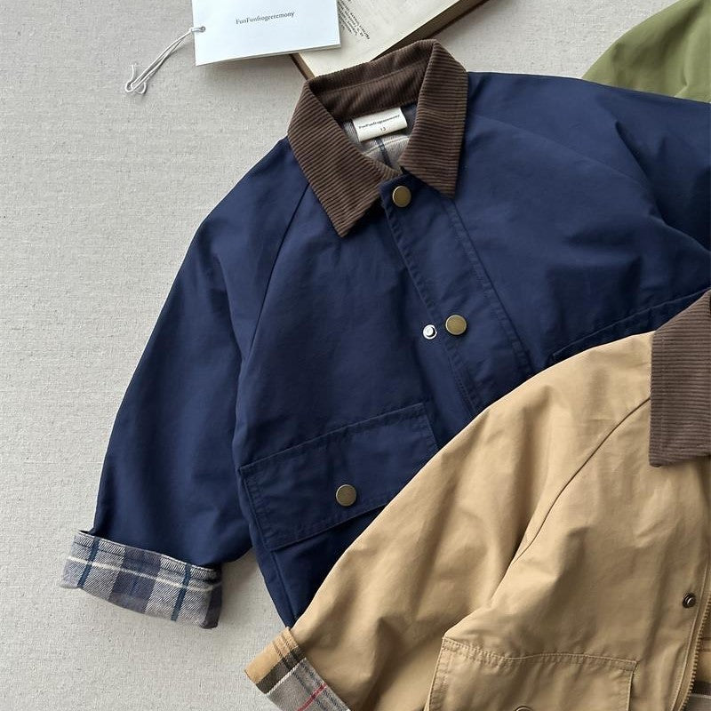Infant Toddler Child Trench Jacket, Fashion Baby Girl Boy Cargo Patchwork Coat, Spring Autumn Dust Coat Baby Clothes