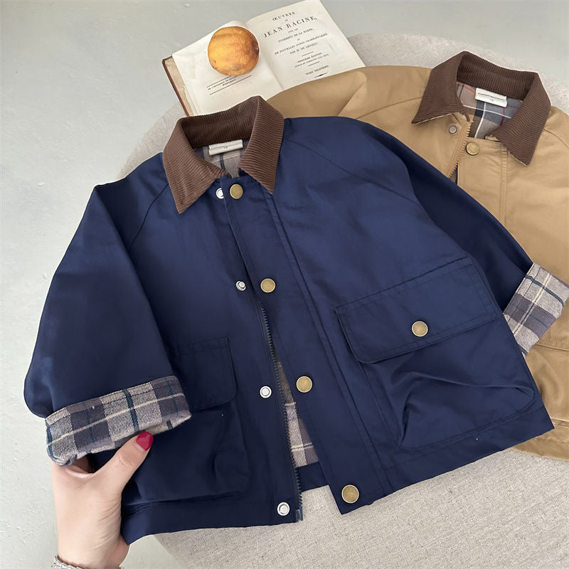 Infant Toddler Child Trench Jacket, Fashion Baby Girl Boy Cargo Patchwork Coat, Spring Autumn Dust Coat Baby Clothes