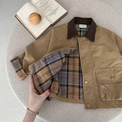 Infant Toddler Child Trench Jacket, Fashion Baby Girl Boy Cargo Patchwork Coat, Spring Autumn Dust Coat Baby Clothes
