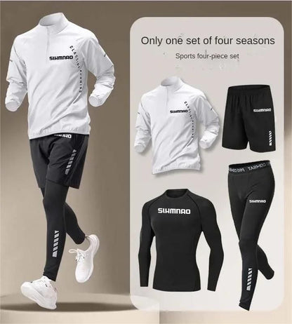 Mens Summer Quick Dry Sportswear Four Piece Fitness Set 5