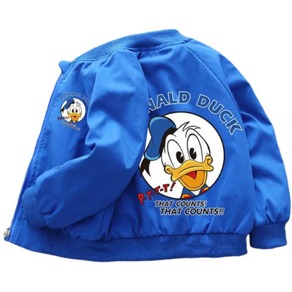Childrens New Autumn Jacket for Boys & Girls, Fashion Donald Duck Print Outerwear, Kids Spring Windbreaker Coats