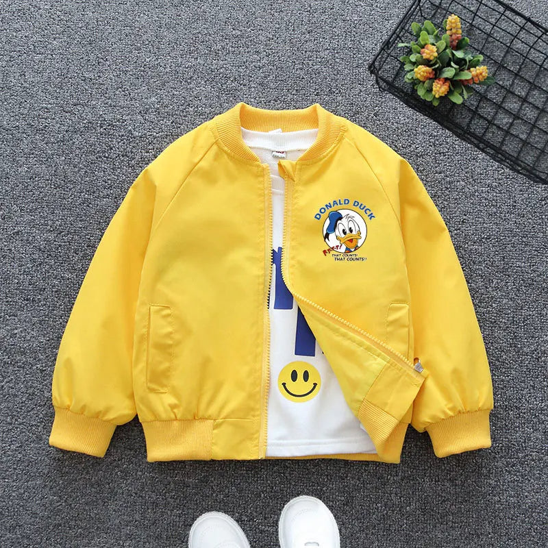 Childrens New Autumn Jacket For Boys  Girls Fashion Donald Duck Print Outerwear Kids Spring Windbre 4