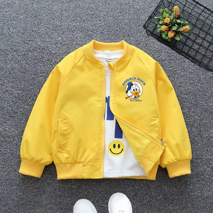 Childrens New Autumn Jacket For Boys  Girls Fashion Donald Duck Print Outerwear Kids Spring Windbre 4