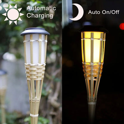 Solar LED Flame Effect Bamboo Garden Light 1