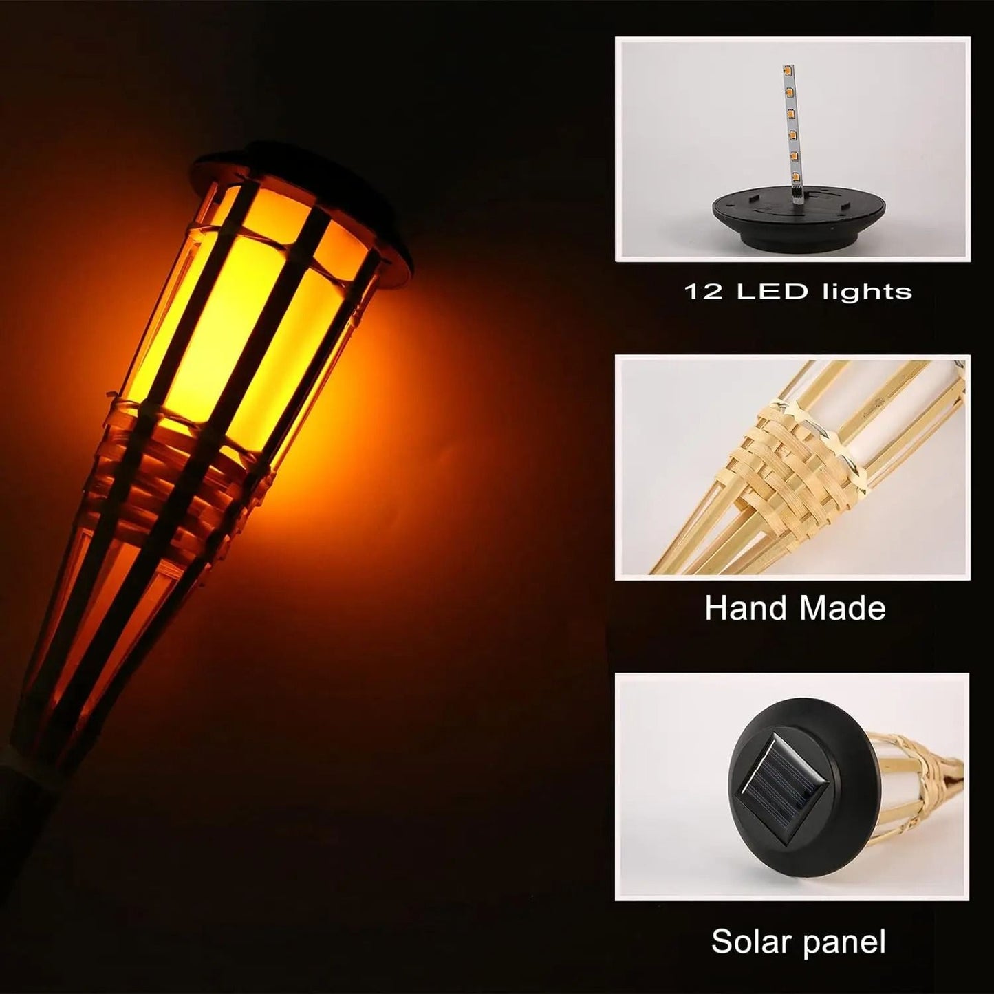 Solar LED Flame Effect Bamboo Garden Light 2