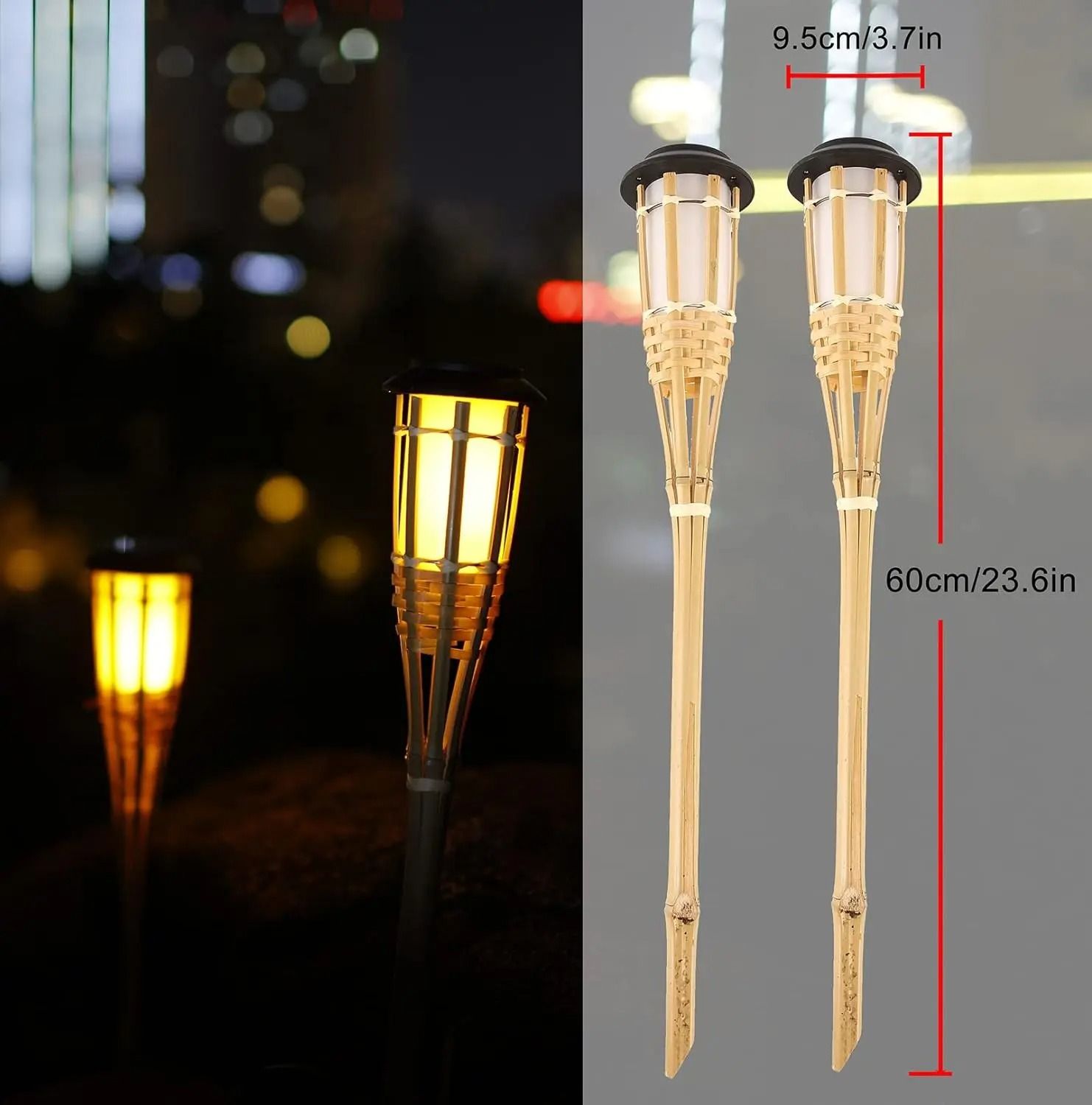 Solar LED Flame Effect Bamboo Garden Light 4