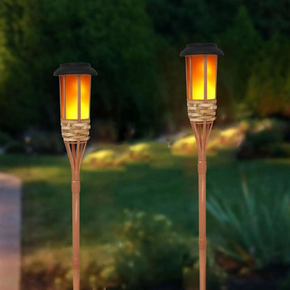 Solar LED Flame Effect Bamboo Garden Light 5
