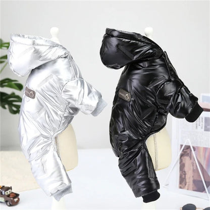 Waterproof Winter Dog Jumpsuit With Hood 3
