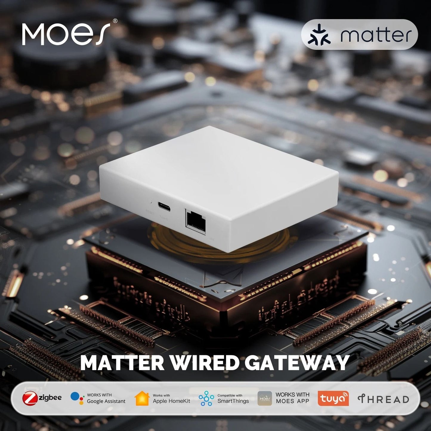 MOES Tuya Zigbee Matter Thread Gateway Smart Home Hub Bridge