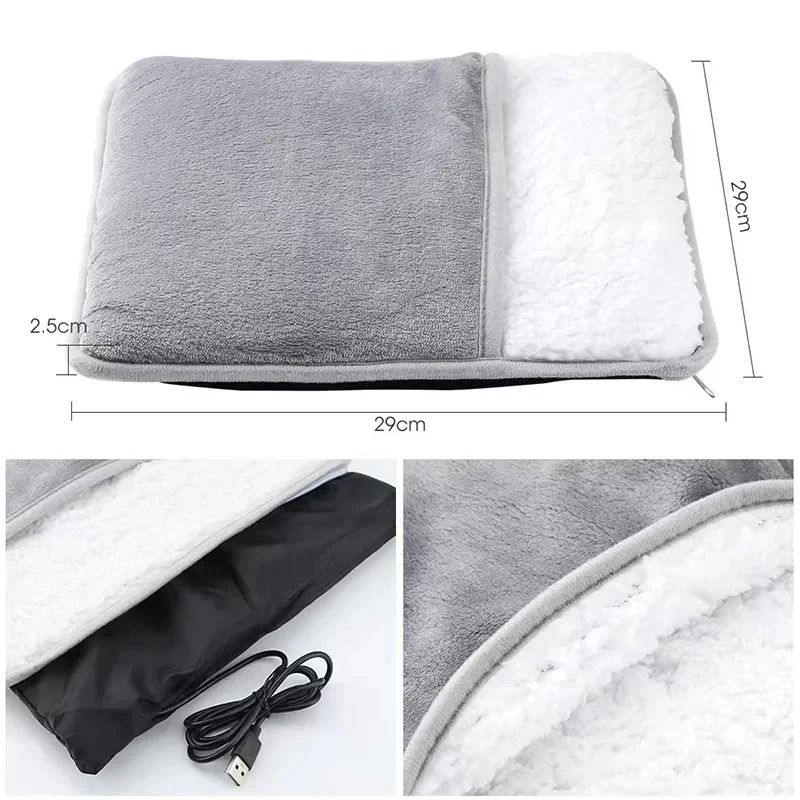Portable USB Electric Foot Heating Pad Soft Plush Foot Warmer 5