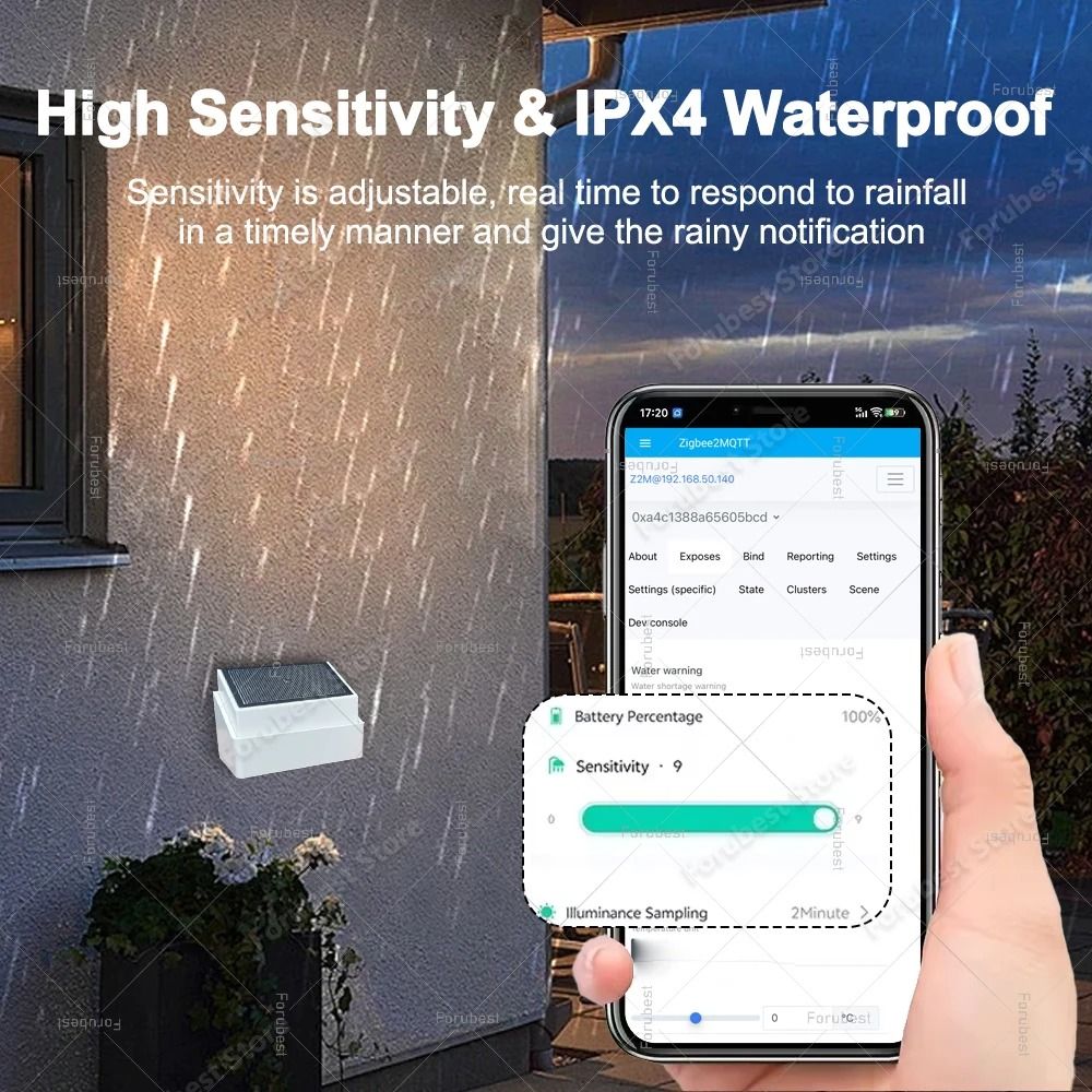 2 In 1 Zigbee Rain Sensor With Illuminance Detection Real Time Monitoring 4